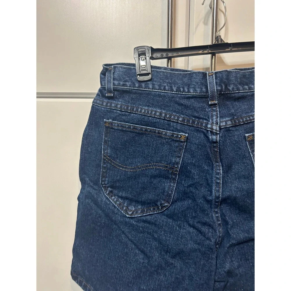 Vintage Lee High Waisted Denim Shorts Dark Wash Made in USA 16 MED Indigo Cotton